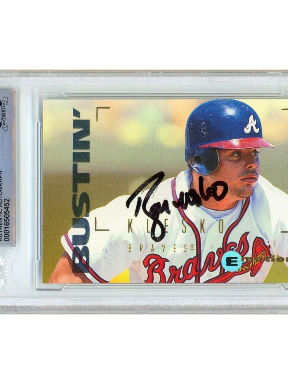 Ryan Klesko Signed 1995 SkyBox Emotion #104 Atlanta Braves Beckett BAS Slab Auto